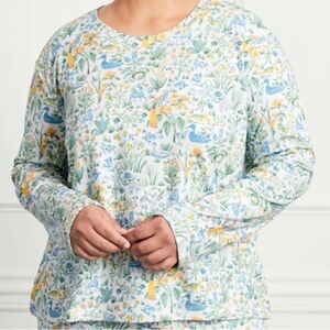 Hill house cotton ivy sleep tee Sheerwood Forest blue green long sleeve shirt
